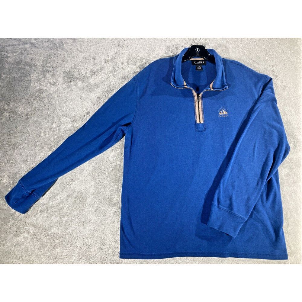 Alaska 1/4‎ Zip Pullover Sweatshirt Men's Size XL Blue